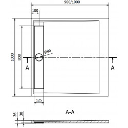 Mexen Amon   SMC zuhanytálca  100 x 90 cm, fehér  - 4F109010 Kompozit zuhanytálca Kompozit zuhanytálca