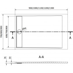 Mexen Amon   SMC zuhanytálca  90 x 80 cm,  fekete  - 4F708090 Kompozit zuhanytálca Kompozit zuhanytálca
