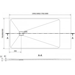 Mexen Bert   SMC zuhanytálca  180 x 80 cm, fehér  - 4K108018 Kompozit zuhanytálca Kompozit zuhanytálca