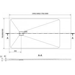 Mexen Bert   SMC zuhanytálca  180 x 80 cm, fehér  - 4K108018 Kompozit zuhanytálca Kompozit zuhanytálca