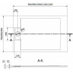 Mexen Otto   SMC zuhanytálca  90 x 80 cm, fehér  - 4N108090 Kompozit zuhanytálca Kompozit zuhanytálca