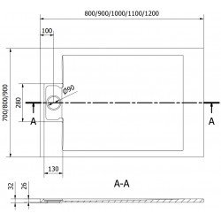 Mexen Otto   SMC zuhanytálca  90 x 80 cm, fehér  - 4N108090 Kompozit zuhanytálca Kompozit zuhanytálca