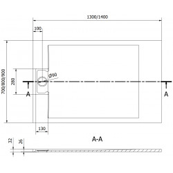 Mexen Otto   SMC zuhanytálca  140 x 90 cm, fehér  - 4N109014 Kompozit zuhanytálca Kompozit zuhanytálca