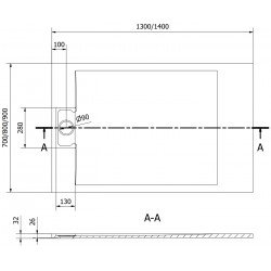 Mexen Otto   SMC zuhanytálca  130 x 80 cm,  fekete  - 4N708013 Kompozit zuhanytálca Kompozit zuhanytálca