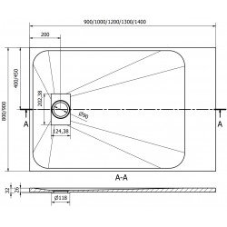 Mexen Hugo   SMC zuhanytálca  120 x 90 cm,  fekete  k? - 42759012 Kompozit zuhanytálca Kompozit zuhanytálca