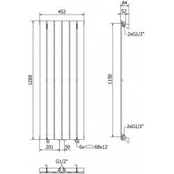 Mexen Boston  Art  decor radiátor 1200 x 452 mm, 611 W, fekete - W213-1200-452-00-70 Dekor radiátor