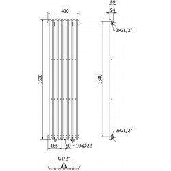 Mexen Tulsa  Art  decor radiátor 1600 x 420 mm, 613 W, fekete - W219-1600-420-00-70 Dekor radiátor