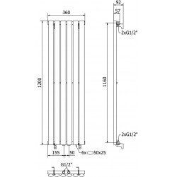 Mexen Oregon  Art  decor radiátor 1200 x 360 mm, 417 W, antracit - W202-1200-350-00-66 Dekor radiátor