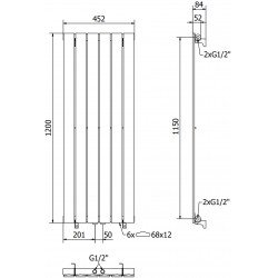 Mexen Boston  Art  decor radiátor 1200 x 452 mm, 611 W, antracit - W213-1200-452-00-66 Dekor radiátor