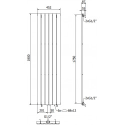 Mexen Boston  Art  decor radiátor 1800 x 452 mm, 888 W, antracit - W213-1800-452-00-66 Dekor radiátor