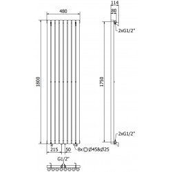 Mexen Nevada  Art  decor radiátor 1800 x 480 mm, 940 W, fekete - W201-1800-480-00-70 Dekor radiátor