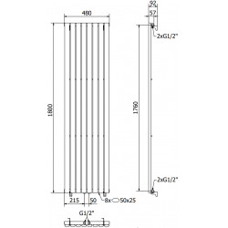 Mexen Oregon  Art  decor radiátor 1800 x 480 mm, 805 W, fehér - W202-1800-490-00-20 Dekor radiátor
