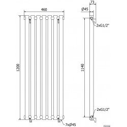 Mexen Texas  Art  decor radiátor 1200 x 460 mm, 502 W, fekete - W203-1200-460-00-70 Dekor radiátor