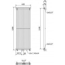 Mexen Kansas  Art  decor radiátor 1200 x 420 mm, 975 W, fekete - W204-1200-420-00-70 Dekor radiátor