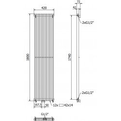 Mexen Kansas  Art  decor radiátor 1800 x 420 mm, 1441 W, fekete - W204-1800-420-00-70 Dekor radiátor