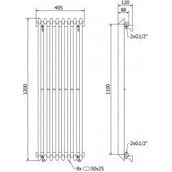 Mexen Atlanta  Art  decor radiátor 1200 x 405 mm, 646 W, fekete - W211-1200-405-00-70 Dekor radiátor