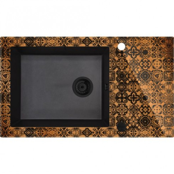 DEANTE CAPELLA ÜVEG-GRÁNIT MOSOGATÓ BRONZE (bemutató darab) 86x50x20 cm 1 medencés