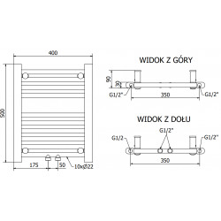 Mexen Mars Fürdöszobai radiátor 500 x 400 mm, 178 W, fehér - W110-0500-400-00-20 Törölközö száritó radiátor Törölközö száritó radiátor Fürdöszobai radiátor