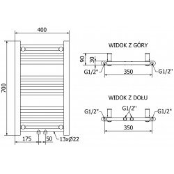 Mexen Mars Fürdöszobai radiátor 700 x 400 mm, 238 W, fehér - W110-0700-400-00-20 Törölközö száritó radiátor Törölközö száritó radiátor Fürdöszobai radiátor