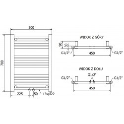 Mexen Mars Fürdöszobai radiátor 700 x 500 mm, 284 W, fekete - W110-0700-500-00-70 Törölközö száritó radiátor Törölközö száritó radiátor Fürdöszobai radiátor
