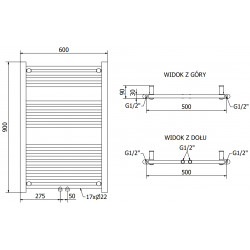 Mexen Mars Fürdöszobai radiátor 900 x 600 mm, 430 W, fekete - W110-0900-600-00-70 Törölközö száritó radiátor Törölközö száritó radiátor Fürdöszobai radiátor