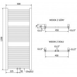 Mexen Mars Fürdöszobai radiátor 1200 x 500 mm, 528 W, fehér - W110-1200-500-00-20 Törölközö száritó radiátor Törölközö száritó radiátor Fürdöszobai radiátor