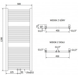 Mexen Mars Fürdöszobai radiátor 1200 x 500 mm, 528 W, antracit - W110-1200-500-00-66 Törölközö száritó radiátor Törölközö száritó radiátor Fürdöszobai radiátor