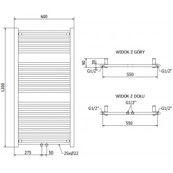 Mexen Mars Fürdöszobai radiátor 1200 x 600 mm, 617 W, fekete - W110-1200-600-00-70 Törölközö száritó radiátor Törölközö száritó radiátor Fürdöszobai radiátor