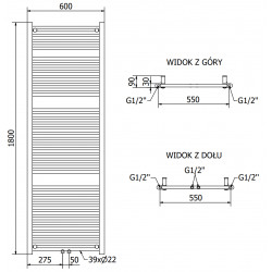 Mexen Mars Fürdöszobai radiátor 1500 x 600 mm, 729 W, fehér - W110-1500-600-00-20 Törölközö száritó radiátor Törölközö száritó radiátor Fürdöszobai radiátor