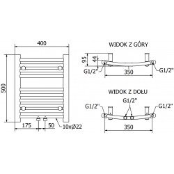 Mexen Ares Fürdöszobai radiátor 500 x 400 mm, 179 W, fekete - W102-0500-400-00-70 Törölközö száritó radiátor Törölközö száritó radiátor Fürdöszobai radiátor