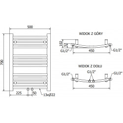 Mexen Ares Fürdöszobai radiátor 700 x 500 mm, 286 W, fehér - W102-0700-500-00-20 Törölközö száritó radiátor Törölközö száritó radiátor Fürdöszobai radiátor