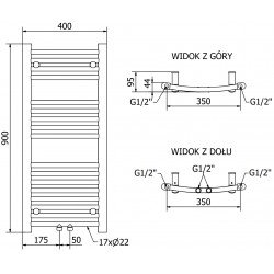 Mexen Ares Fürdöszobai radiátor 900 x 400 mm, 312 W, fekete - W102-0900-400-00-70 Törölközö száritó radiátor Törölközö száritó radiátor Fürdöszobai radiátor