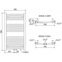 Mexen Ares Fürdöszobai radiátor 900 x 500 mm, 372 W, fekete - W102-0900-500-00-70 Törölközö száritó radiátor Törölközö száritó radiátor Fürdöszobai radiátor