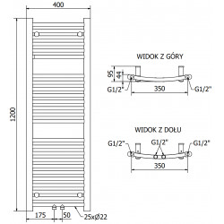 Mexen Ares Fürdöszobai radiátor 1200 x 400 mm, 442 W, fekete - W102-1200-400-00-70 Törölközö száritó radiátor Törölközö száritó radiátor Fürdöszobai radiátor