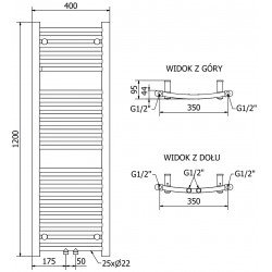 Mexen Ares Fürdöszobai radiátor 1200 x 400 mm, 442 W, fekete - W102-1200-400-00-70 Törölközö száritó radiátor Törölközö száritó radiátor Fürdöszobai radiátor