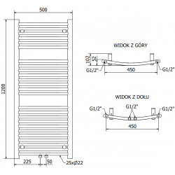 Mexen Ares Fürdöszobai radiátor 1200 x 500 mm, 531 W, fehér - W102-1200-500-00-20 Törölközö száritó radiátor Törölközö száritó radiátor Fürdöszobai radiátor