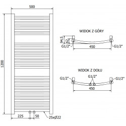 Mexen Ares Fürdöszobai radiátor 1200 x 500 mm, 420 W, arany - W102-1200-500-00-50 Törölközö száritó radiátor Törölközö száritó radiátor Fürdöszobai radiátor