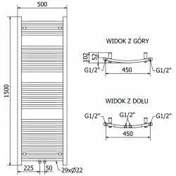 Mexen Ares Fürdöszobai radiátor 1500 x 500 mm, 630 W, fehér - W102-1500-500-00-20 Törölközö száritó radiátor Törölközö száritó radiátor Fürdöszobai radiátor