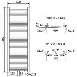 Mexen Ares Fürdöszobai radiátor 1500 x 500 mm, 630 W, fehér - W102-1500-500-00-20 Törölközö száritó radiátor Törölközö száritó radiátor Fürdöszobai radiátor