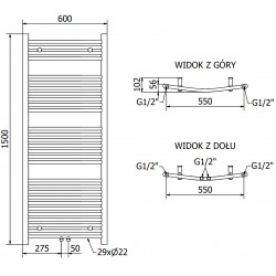 Mexen Ares Fürdöszobai radiátor 1500 x 600 mm, 733 W, fehér - W102-1500-600-00-20 Törölközö száritó radiátor Törölközö száritó radiátor Fürdöszobai radiátor
