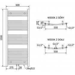 Mexen Ares Fürdöszobai radiátor 1500 x 600 mm, 733 W, fehér - W102-1500-600-00-20 Törölközö száritó radiátor Törölközö száritó radiátor Fürdöszobai radiátor