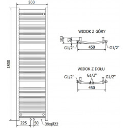 Mexen Ares Fürdöszobai radiátor 1800 x 500 mm, 820 W, fehér - W102-1800-500-00-20 Törölközö száritó radiátor Törölközö száritó radiátor Fürdöszobai radiátor