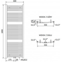 Mexen Ares Fürdöszobai radiátor 1800 x 600 mm, 958 W, fehér - W102-1800-600-00-20 Törölközö száritó radiátor Törölközö száritó radiátor Fürdöszobai radiátor