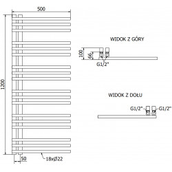 Mexen Neptun Fürdöszobai radiátor 1200 x 500 mm, 456 W, antracit - W101-1200-500-00-66 Törölközö száritó radiátor Törölközö száritó radiátor Fürdöszobai radiátor