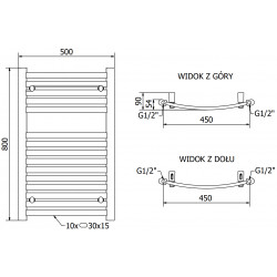 Mexen Helios Fürdöszobai radiátor 800 x 500 mm, 384 W, fehér - W103-0800-500-00-20 Törölközö száritó radiátor Törölközö száritó radiátor Fürdöszobai radiátor