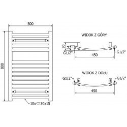 Mexen Helios Fürdöszobai radiátor 800 x 500 mm, 384 W, fekete - W103-0800-500-00-70 Törölközö száritó radiátor Törölközö száritó radiátor Fürdöszobai radiátor