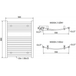 Mexen Helios Fürdöszobai radiátor 800 x 600 mm, 450 W, antracit - W103-0800-600-00-66 Törölközö száritó radiátor Törölközö száritó radiátor Fürdöszobai radiátor