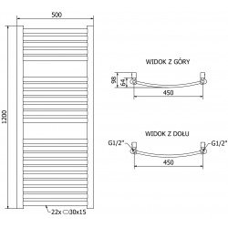Mexen Helios Fürdöszobai radiátor 1200 x 500 mm, 448 W, arany - W103-1200-500-00-50 Törölközö száritó radiátor Törölközö száritó radiátor Fürdöszobai radiátor