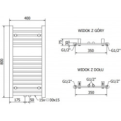 Mexen Hades Fürdöszobai radiátor 800 x 400 mm, 315 W, fekete - W104-0800-400-00-70 Törölközö száritó radiátor Törölközö száritó radiátor Fürdöszobai radiátor