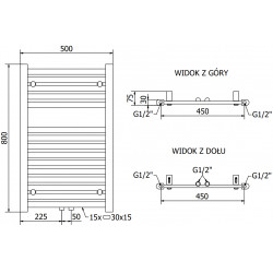 Mexen Hades Fürdöszobai radiátor 800 x 500 mm, 381 W, fekete - W104-0800-500-00-70 Törölközö száritó radiátor Törölközö száritó radiátor Fürdöszobai radiátor
